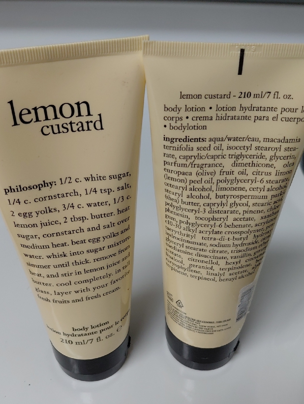 2 Pack .Philosophy Lemon Custard Body Lotion - Soft Cream 7 Oz Each